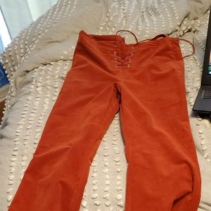 Bell bottom tie up flare rust pants
